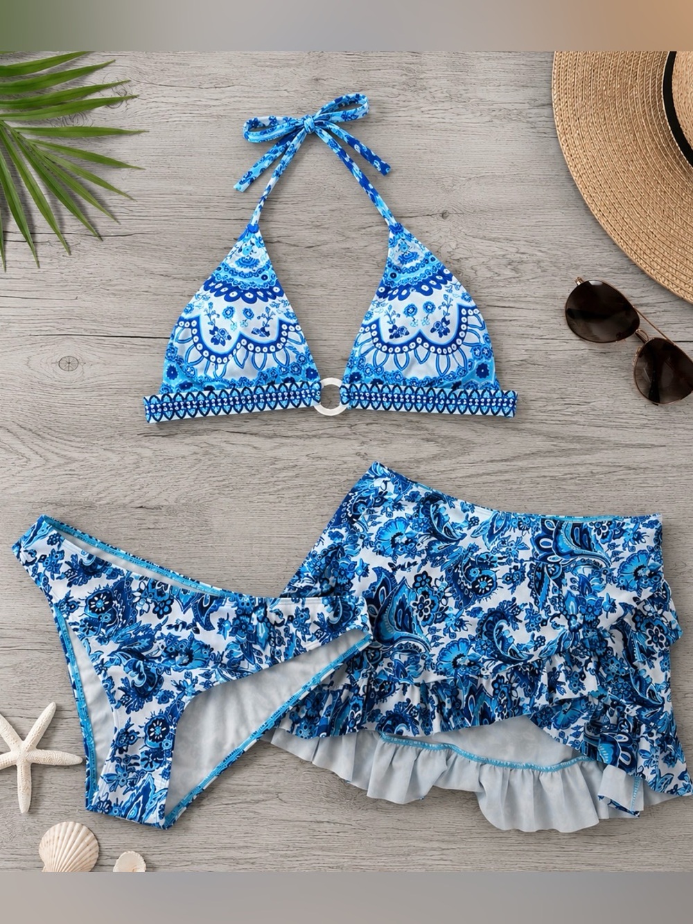 3-Piece Swimsuit Bundle Set | Bikini Top, Bottoms & Ruffle Skirt Cover-Up | NWOT